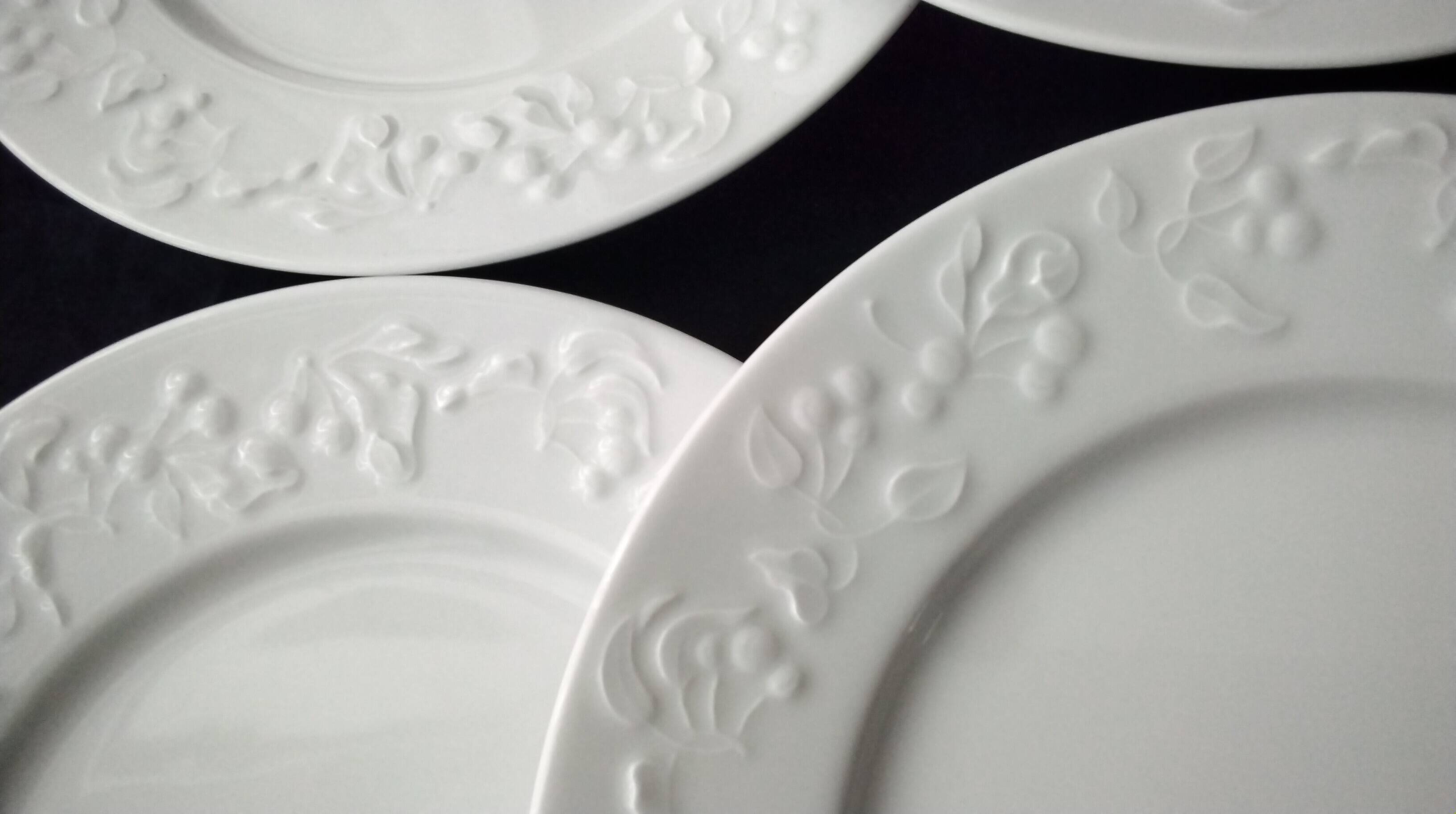 6 Large flat plates in white Limoges porcelain