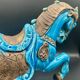 Cheval en céramique émaillée craquelée vintage