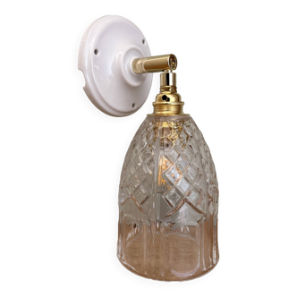 Applique tulipe vintage en verre transparent