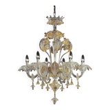 Signoretti Murano glass chandelier with 6 arms of light, Italy
