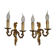 Stylish Vintage French Bronze Double Wall Sconces with Acanthus Leaf Detail