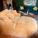 Belem meridian sofa by bobo chic in textured ochre fabric.