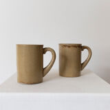 Pair of Puisaye sandstone mugs by Charles Gaudry, 1960s