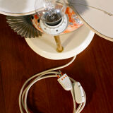 Table lamp, Cigno, made of steel and Nautilus shells, by Antonio Pavi