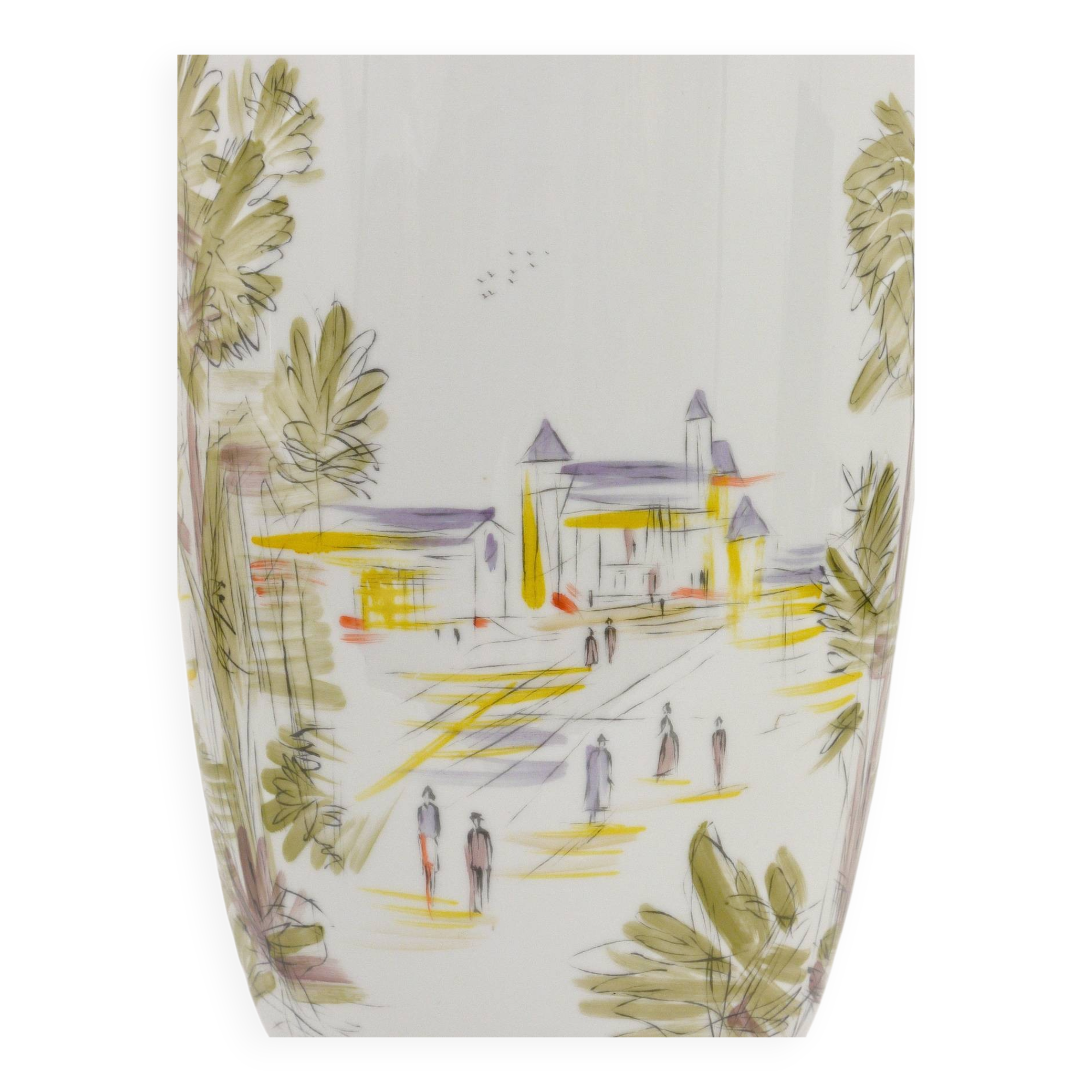 Large porcelain vase from the mid-century, hand-painted, Hutschenreuther, Selb, Germany, 1950s.