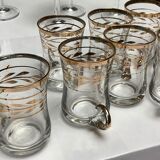 8 old shot glasses with gilding and handle
