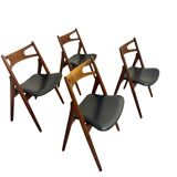 4x Teak Dining Chairs Hans J. Wegner CH29 Sawbuck
