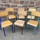 6 mismatched school chairs multicolor industrial vintage school community Mullca