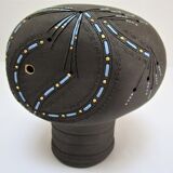 Anthropomorphic candle holder, scarified ceramic, stamped design