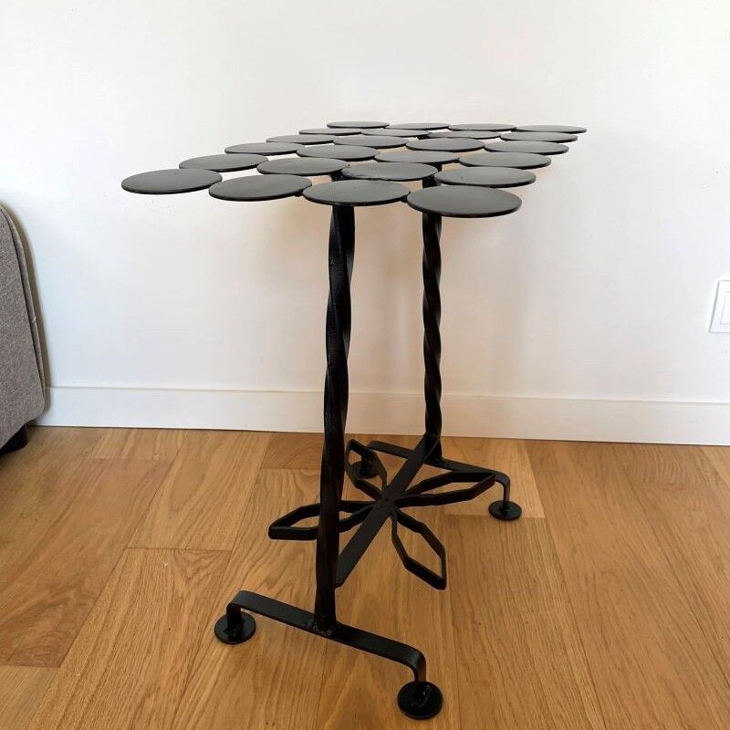Occasional table / rectangular side table wrought iron with discs