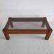 Vintage coffee table in solid elm and smoked graphit from the years 70