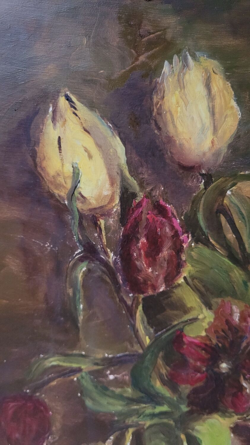 Huile sur bois, Les tulipes