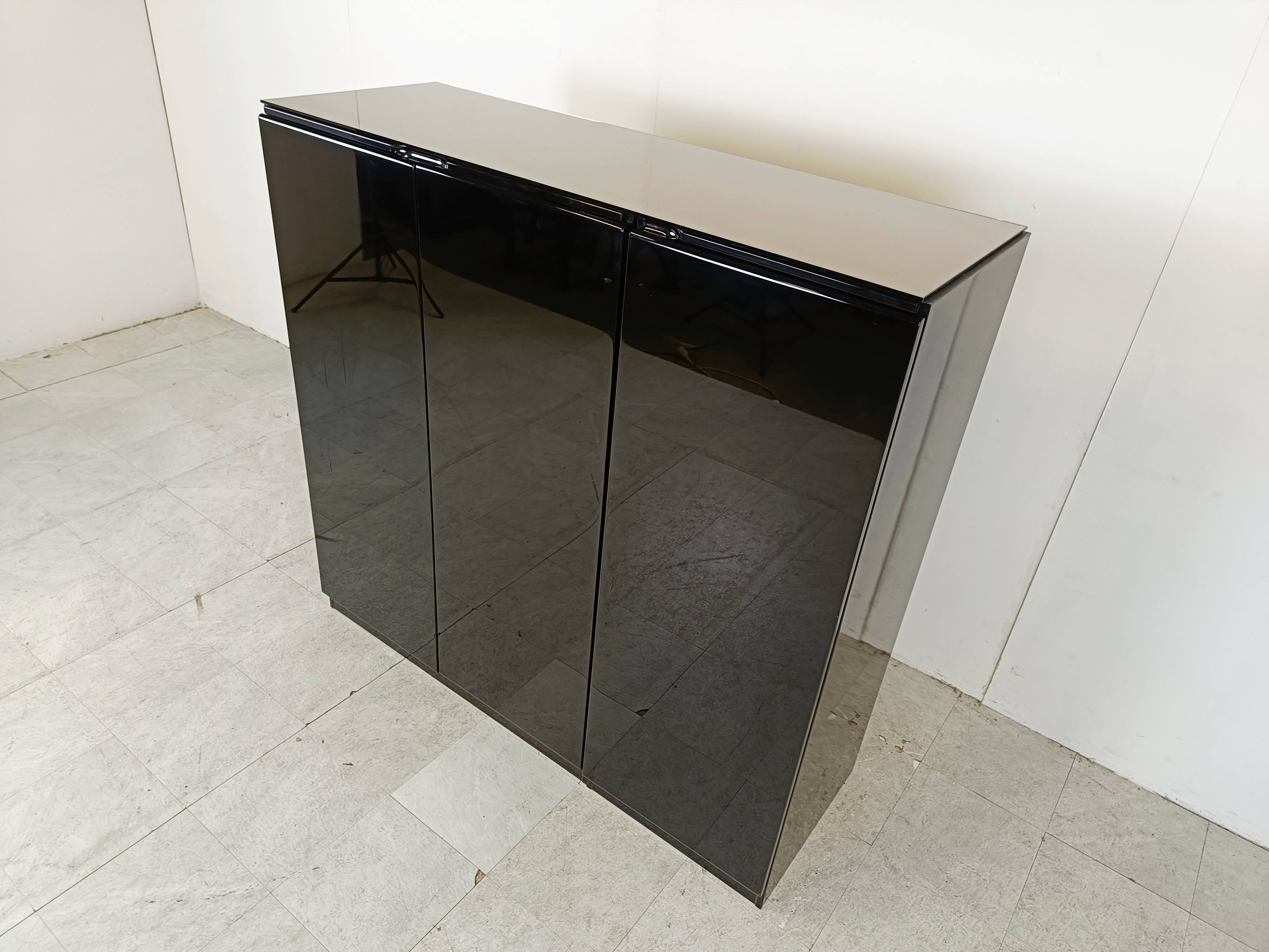 Black lacquered bar cabinet, 1970s