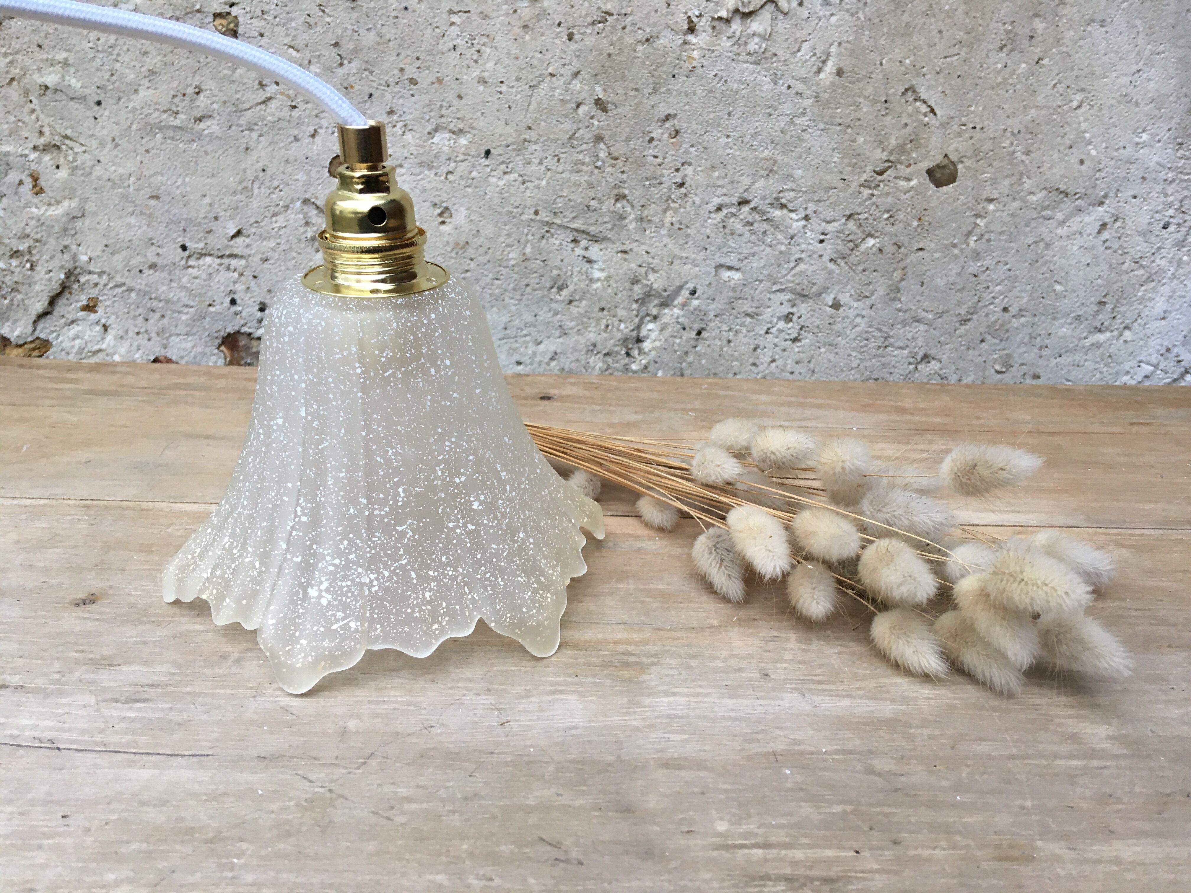 Paire de baladeuses tulipe en verre moucheté