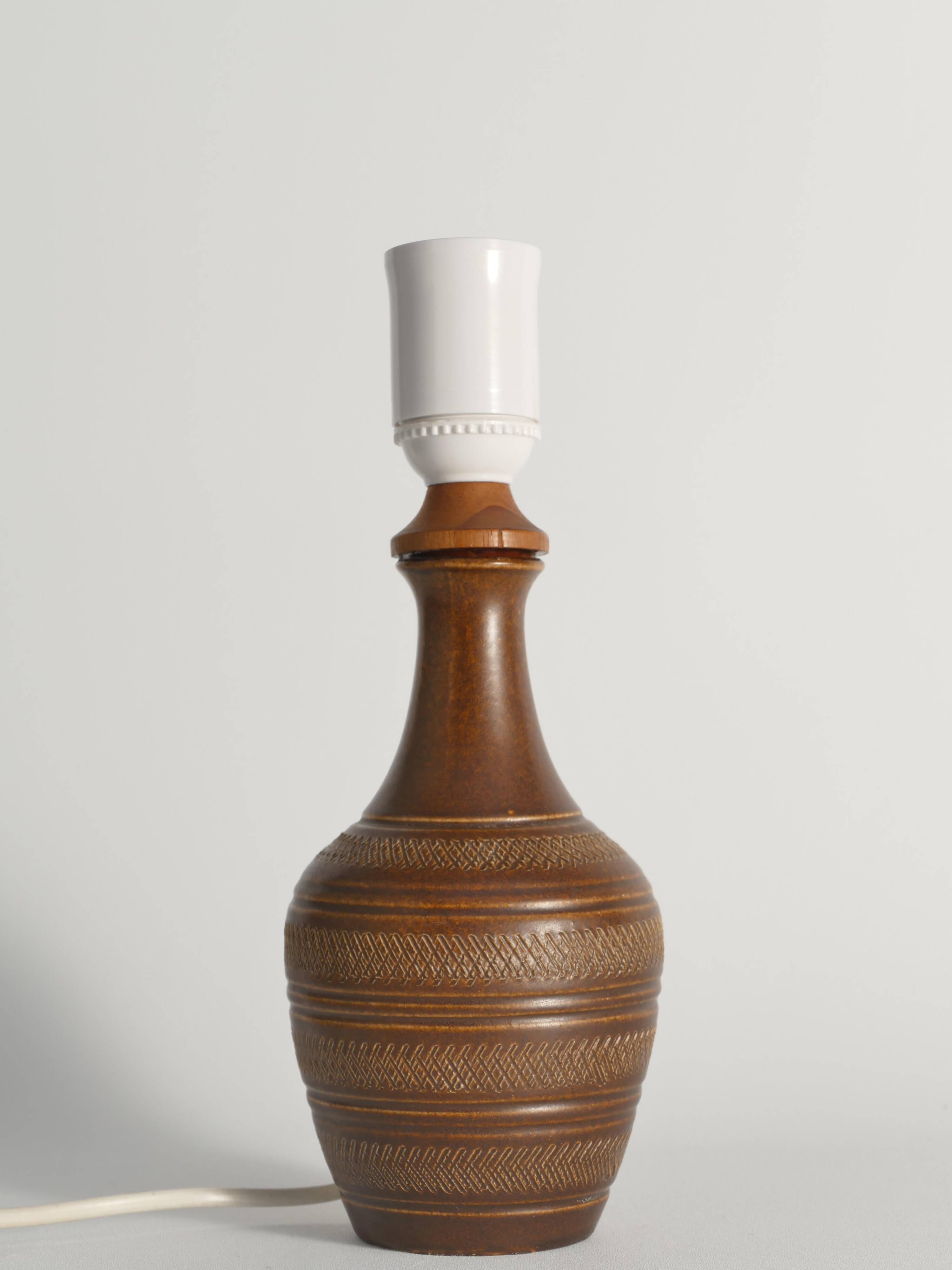 Brown Stoneware Table Lamp, Model number 59617, by Scheurich West Germany 1960s