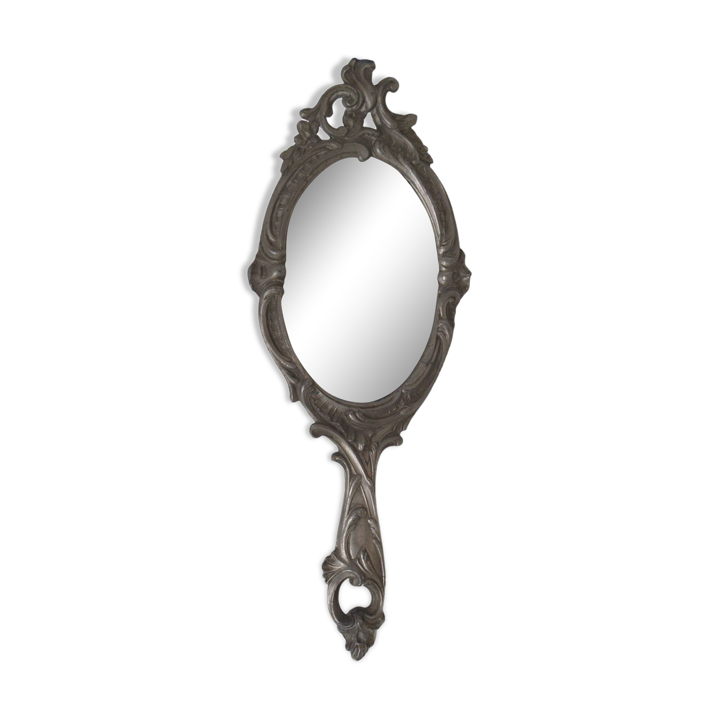 Pewter hand mirror