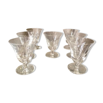 Suite of 7 glasses with cooked wine or port crystal st louis model jersey