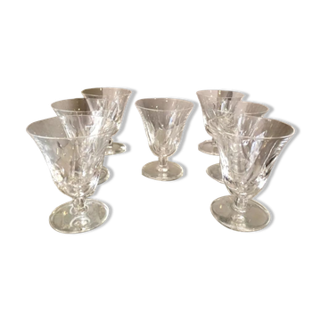 Suite of 7 glasses with cooked wine or port crystal st louis model jersey