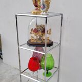 Designer chrome column display shelf - 1970s