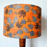 Art Deco wooden lamp and leafy lampshade