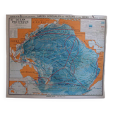 Old school map of geography oceans and seas Hatier Vallaux n°26