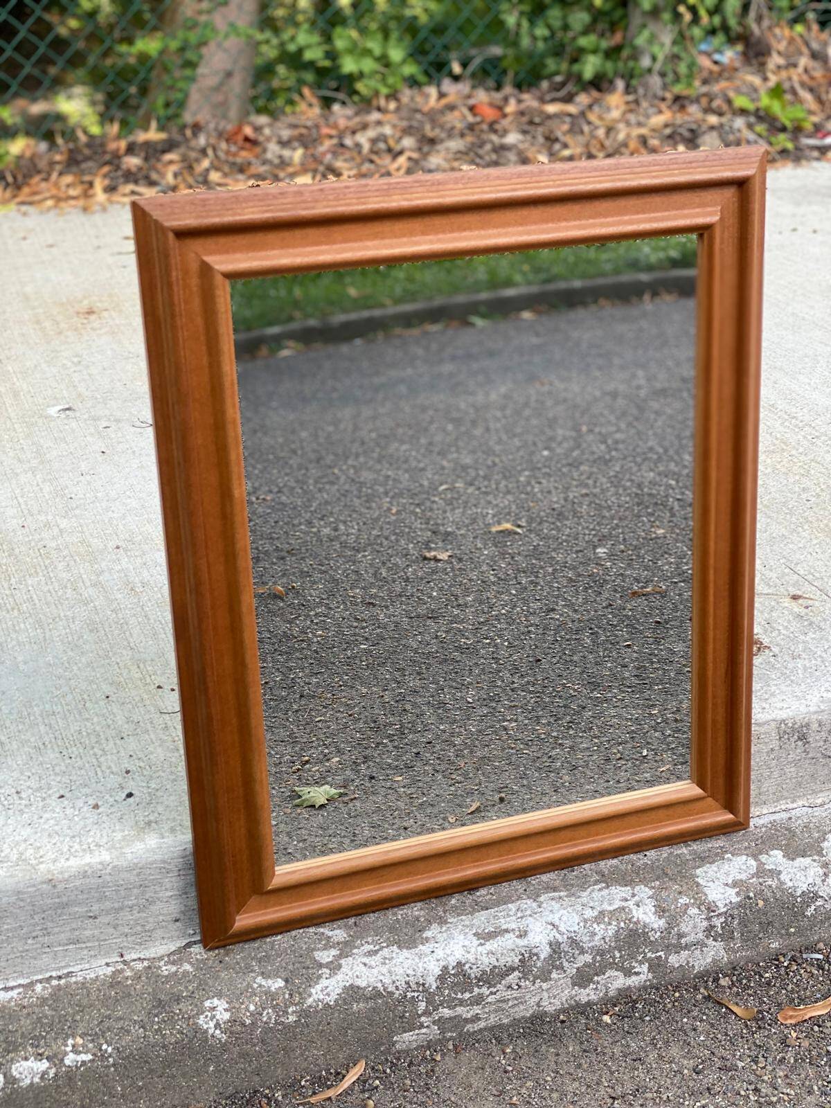 Vintage Scandinavian rectangular mirror in solid wood 61x51cm