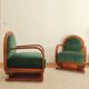 Paire de fauteuils art déco - velour de mohair vert
