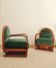 Pair of art deco armchairs - green mohair velvet
