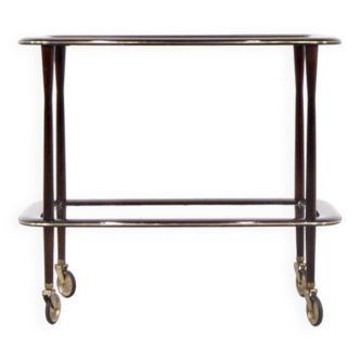 Mahogany brass and glass drinks trolley from italy, circa 1950