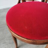 Set of 4 Vintage Bentwood Bistro Chairs, Red Upholstery