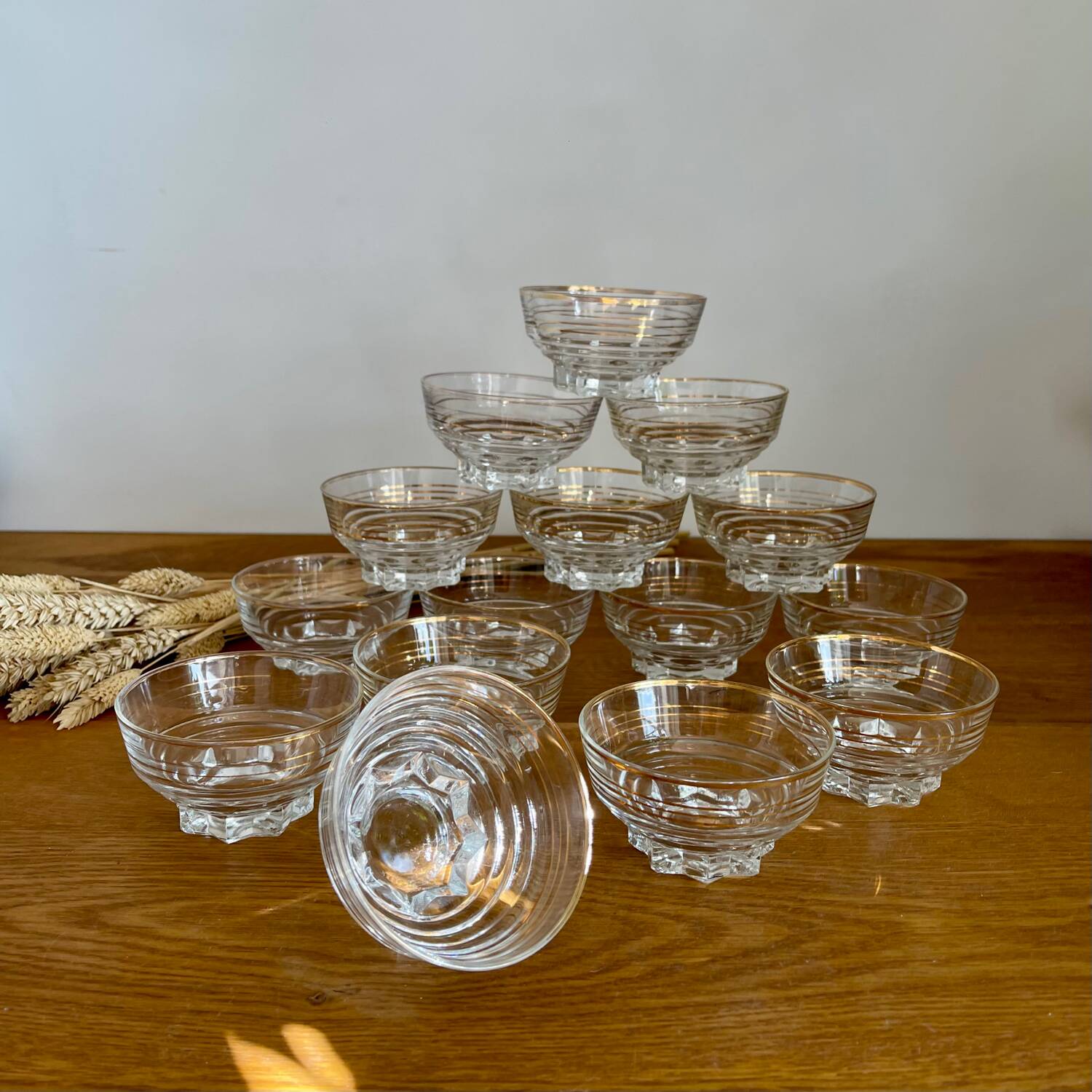 Set of 15 champagne glasses from Verrerie de la Chapelle St Mesmin