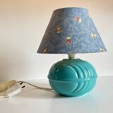 Lampe boule en céramique bleue vintage