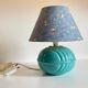Lampe boule en céramique bleue vintage