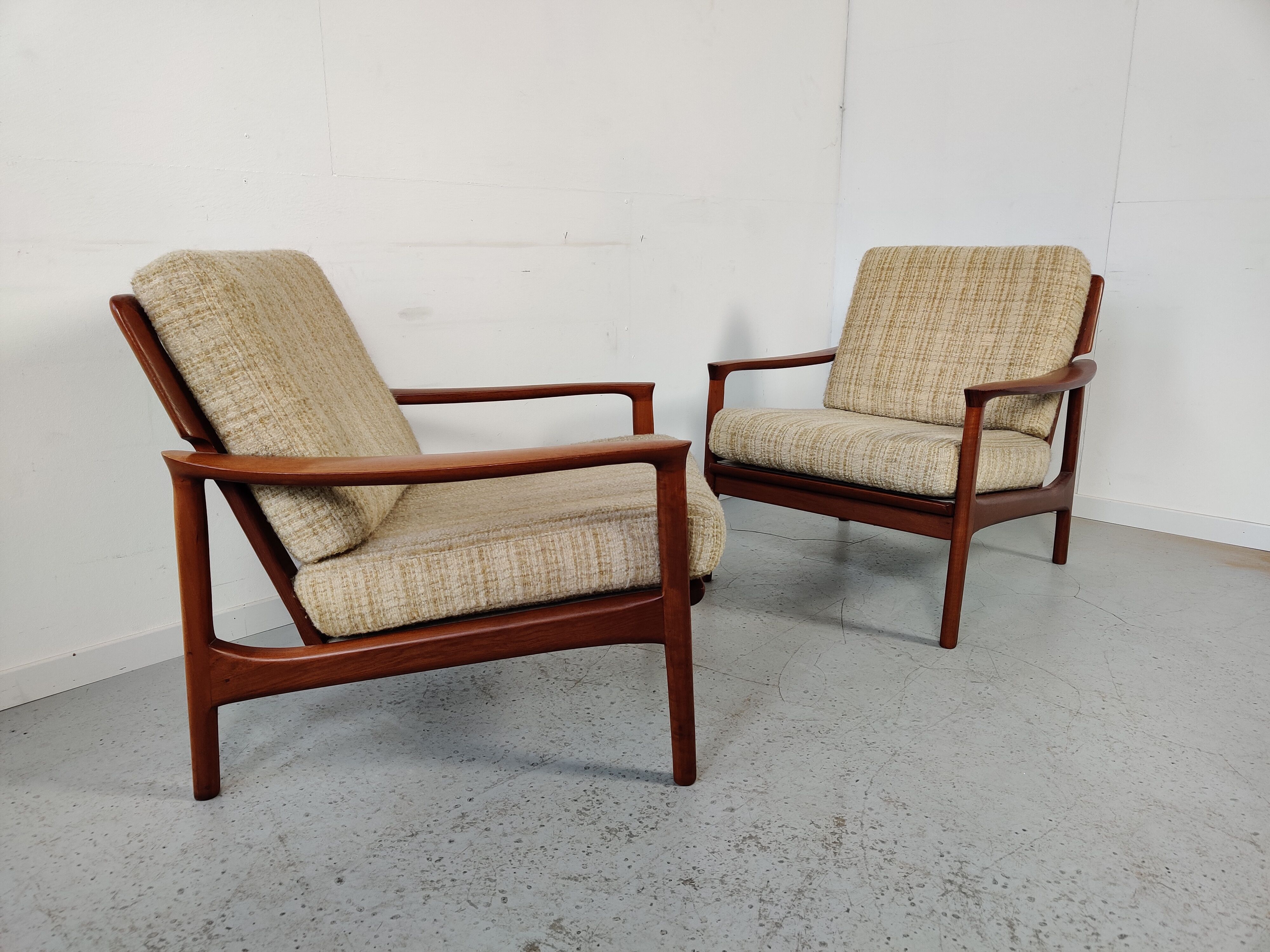 Pair of Scandinavian teak armchairs, Denmark 60s