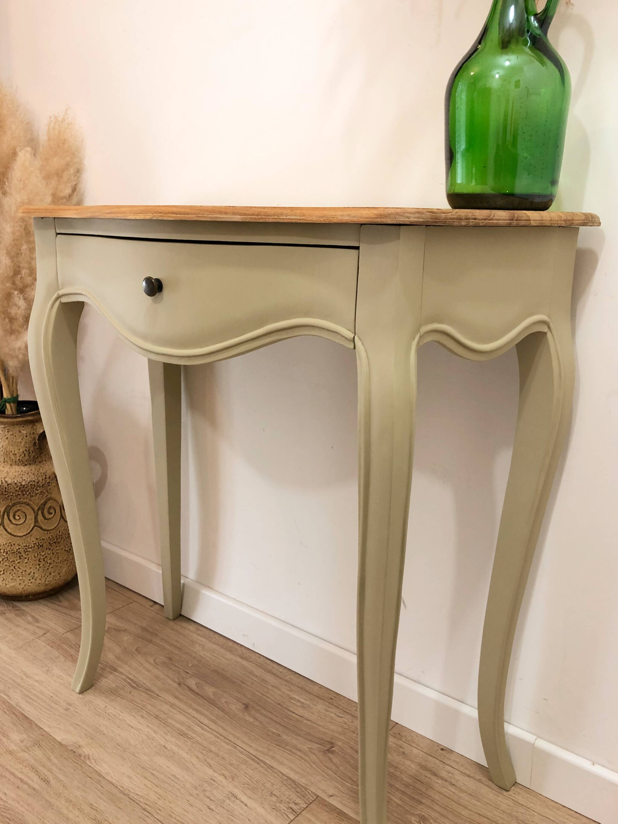 Console en bois massif, crème d'artichaut