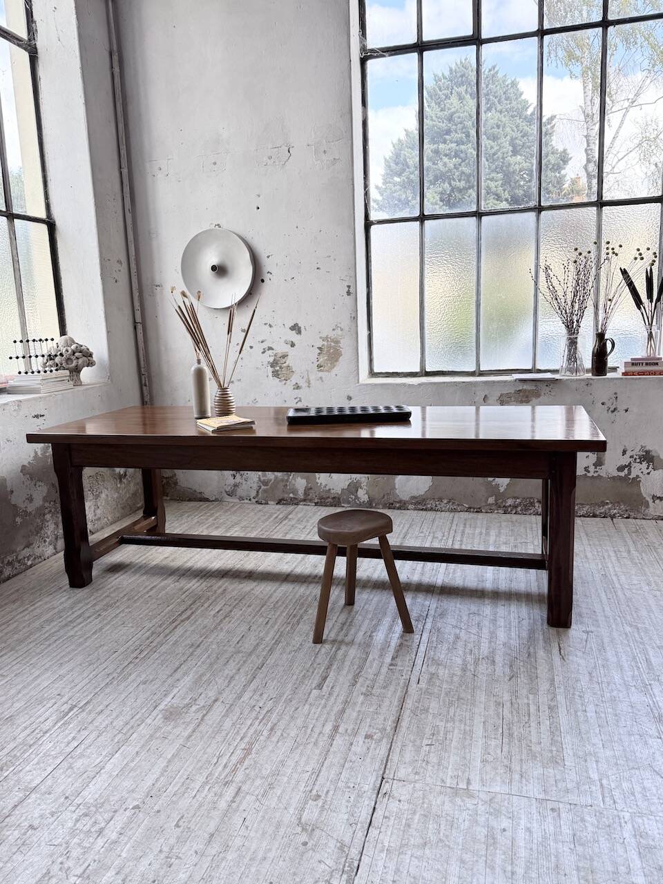 Table de ferme campagne noyer massif XL 250cm