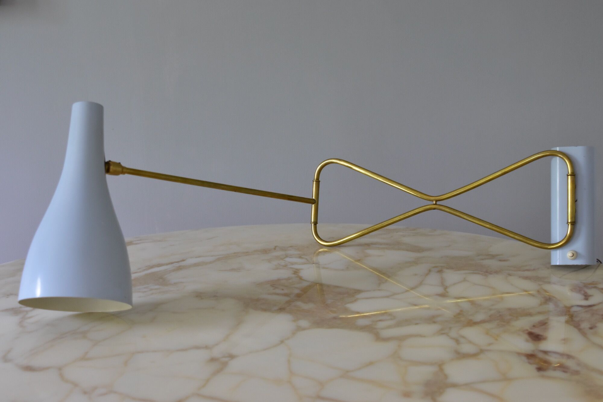 Original 1950s light blue & brass metal Swing Wall Light Made by Cosack, Germany