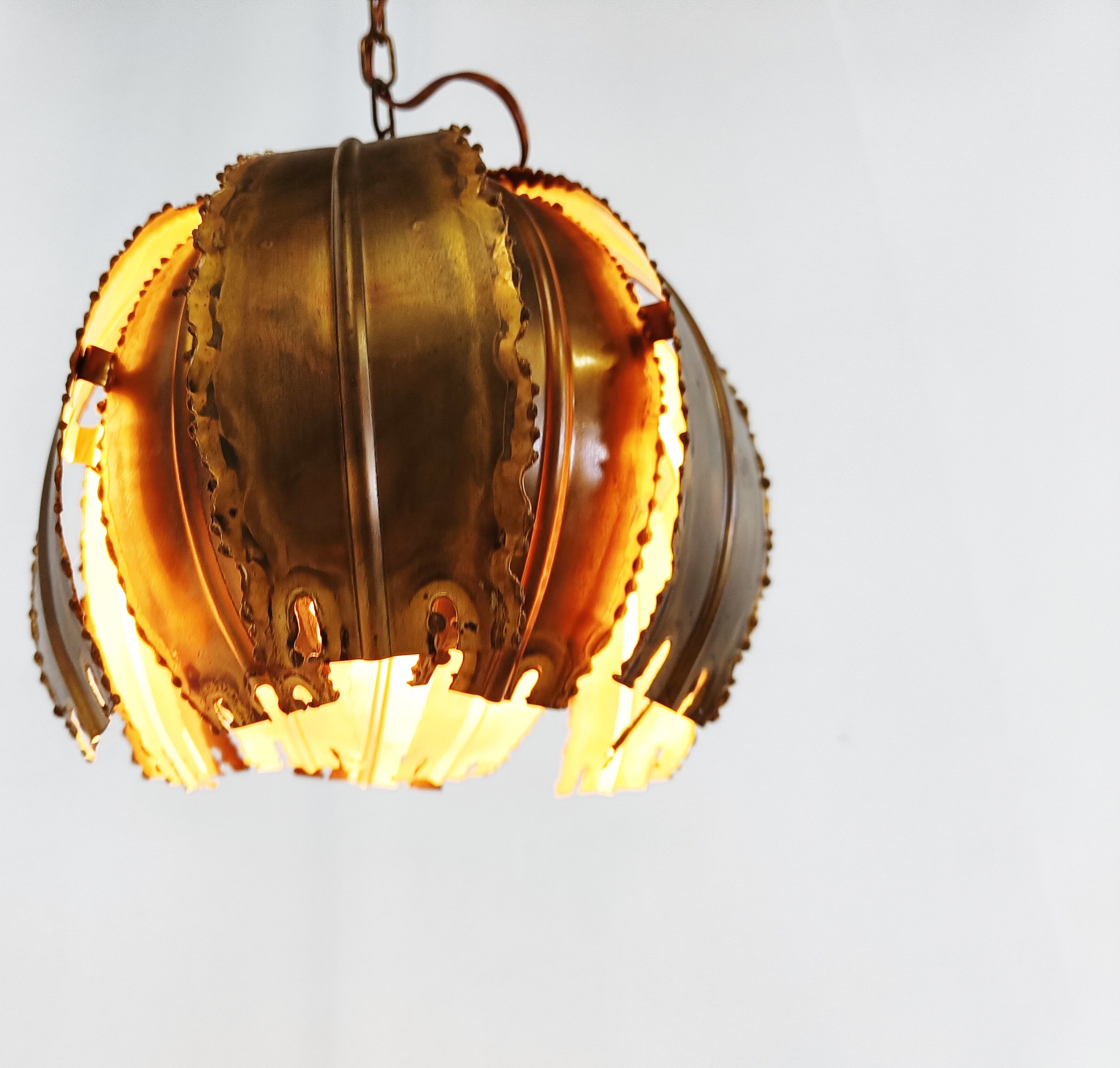 Vintage brass pendant light by Svend Aage for Holm Sorensen, 1960s
