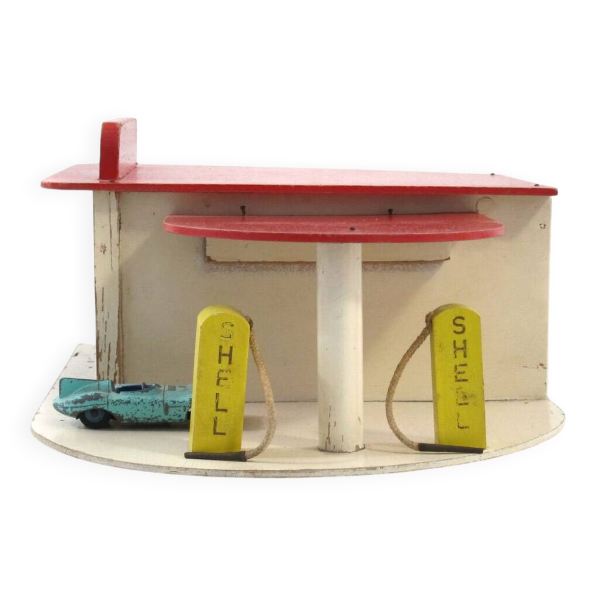 Rare fifties vintage toy garage with De Stijl colours