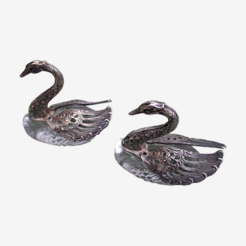 Salters made of glass and silver metal - swans