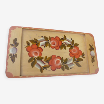 Russian tray in vintage painted wood