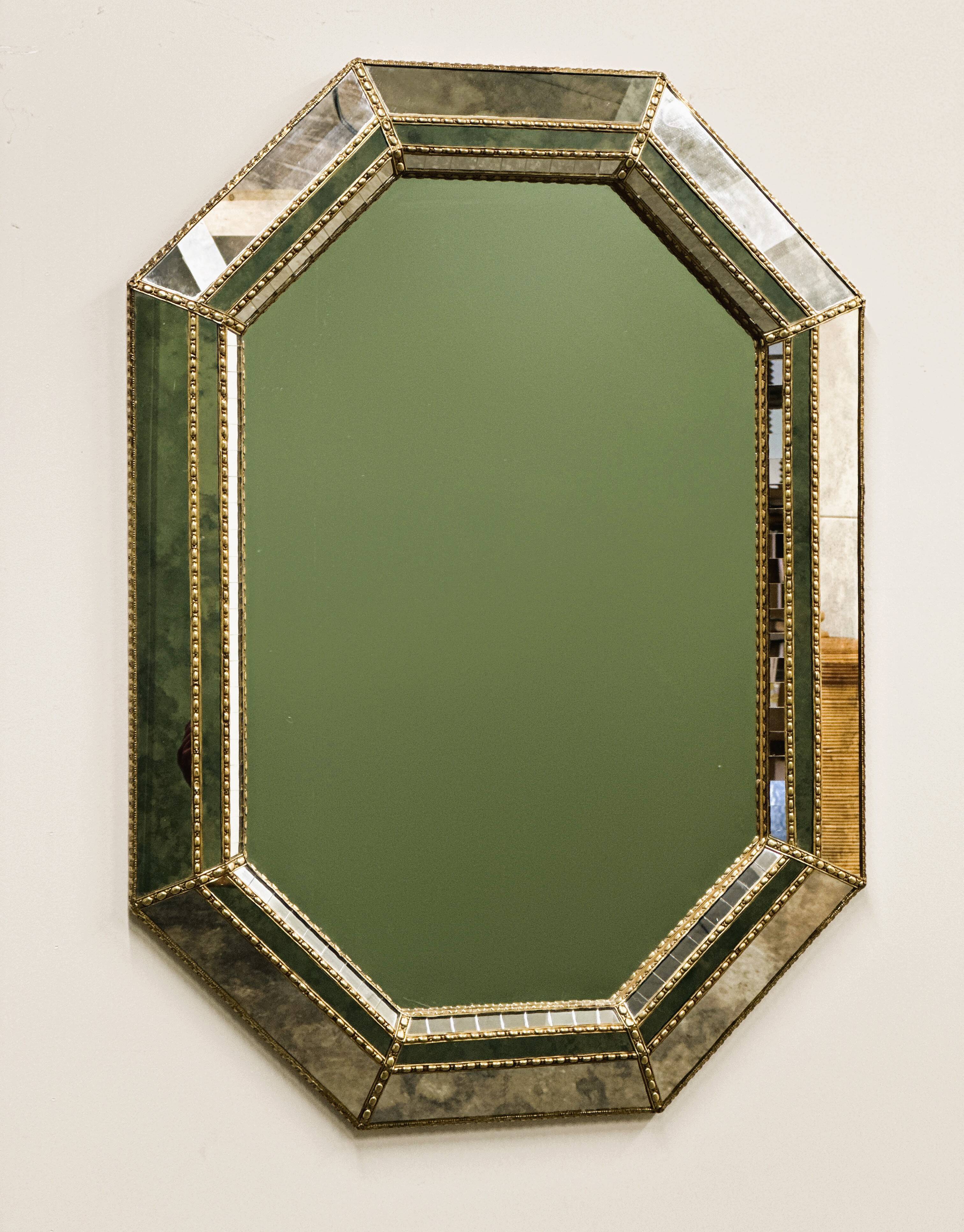 Vintage Spanish Neoclassical Hollywood Regency Octagonal Wall Mirror, Spain