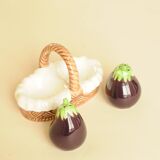 Salt and Pepper Eggplant - Salt and Pepper Shaker Barbotine - Table Decoration