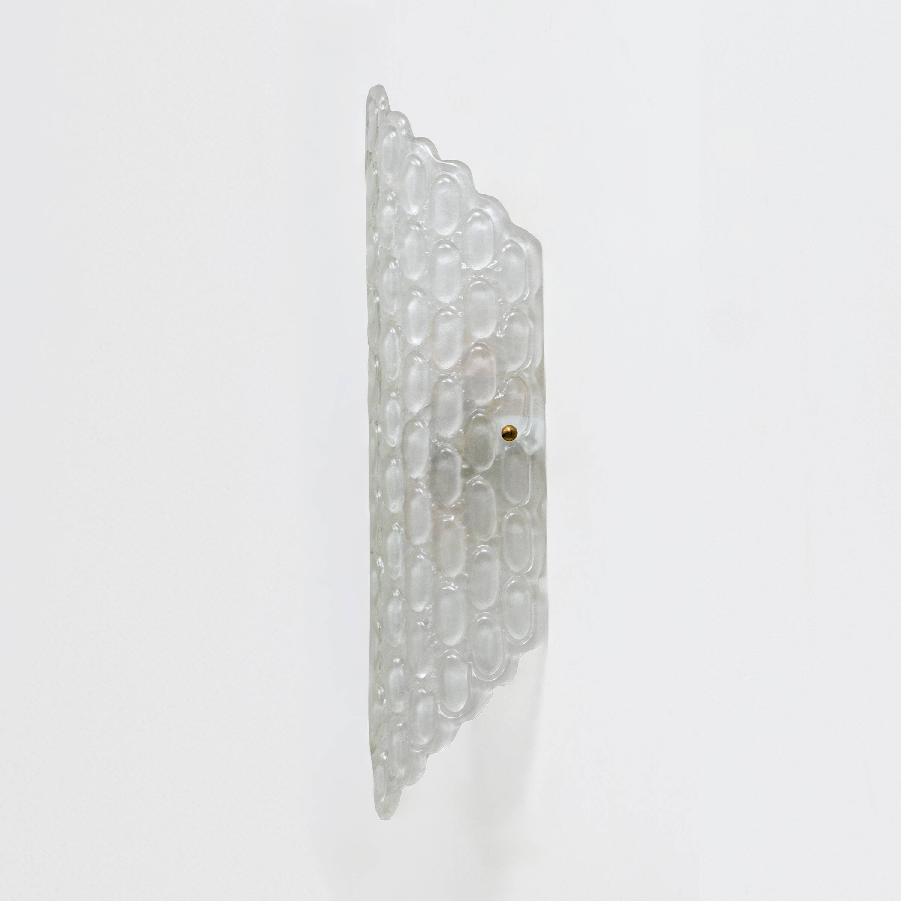 Pair of Clear Murano Glass Wall Sconces with Textured Relief