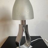 Metal foot lamp with thick glass lampshade