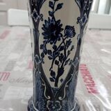 Delft blue and white vase with stylized floral pattern from the Boch brand