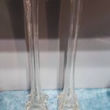 Paire de vases soliflores en verre ciselé vintage