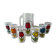Orangeade service, 1 carafe and its 6 glasses, decoration flowers, France