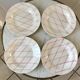 set of 4 hollow plates Badonviller pink rope pattern 30s