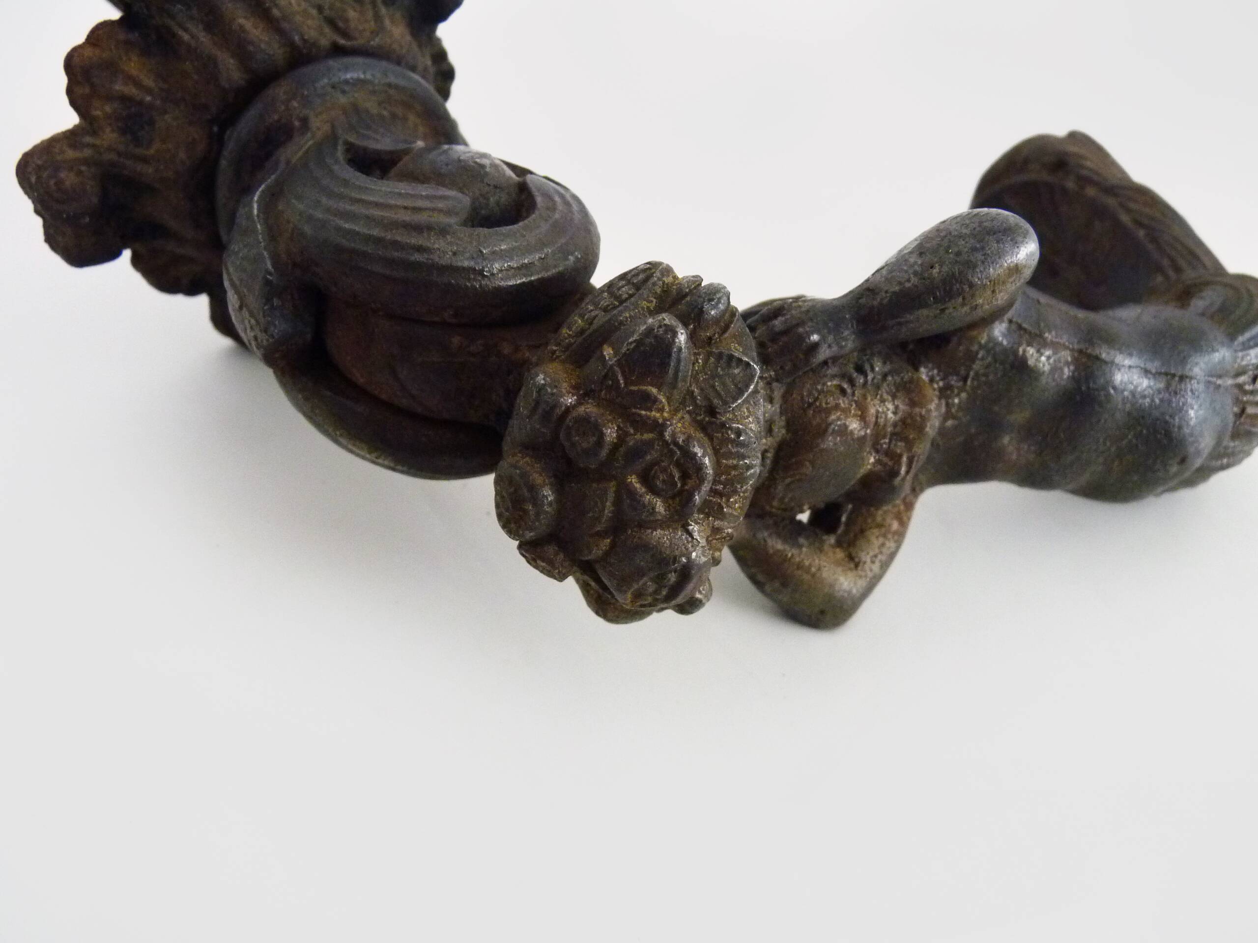 Old cast iron Cherub angel door knocker, 19th century